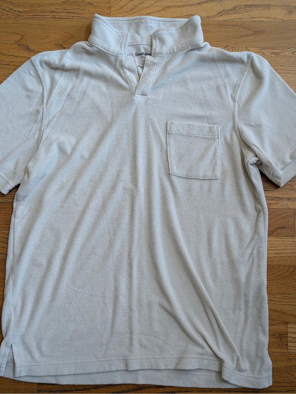 Goodfellow & Co Men's Large White Terry Cloth Polo Shirt